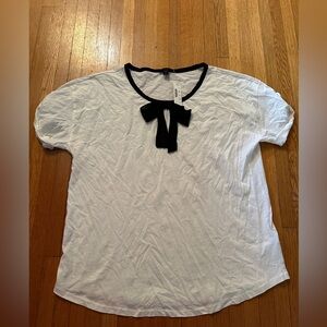 J.Crew Silk Bow Romantic Black & White Tee, Size XL, NWT